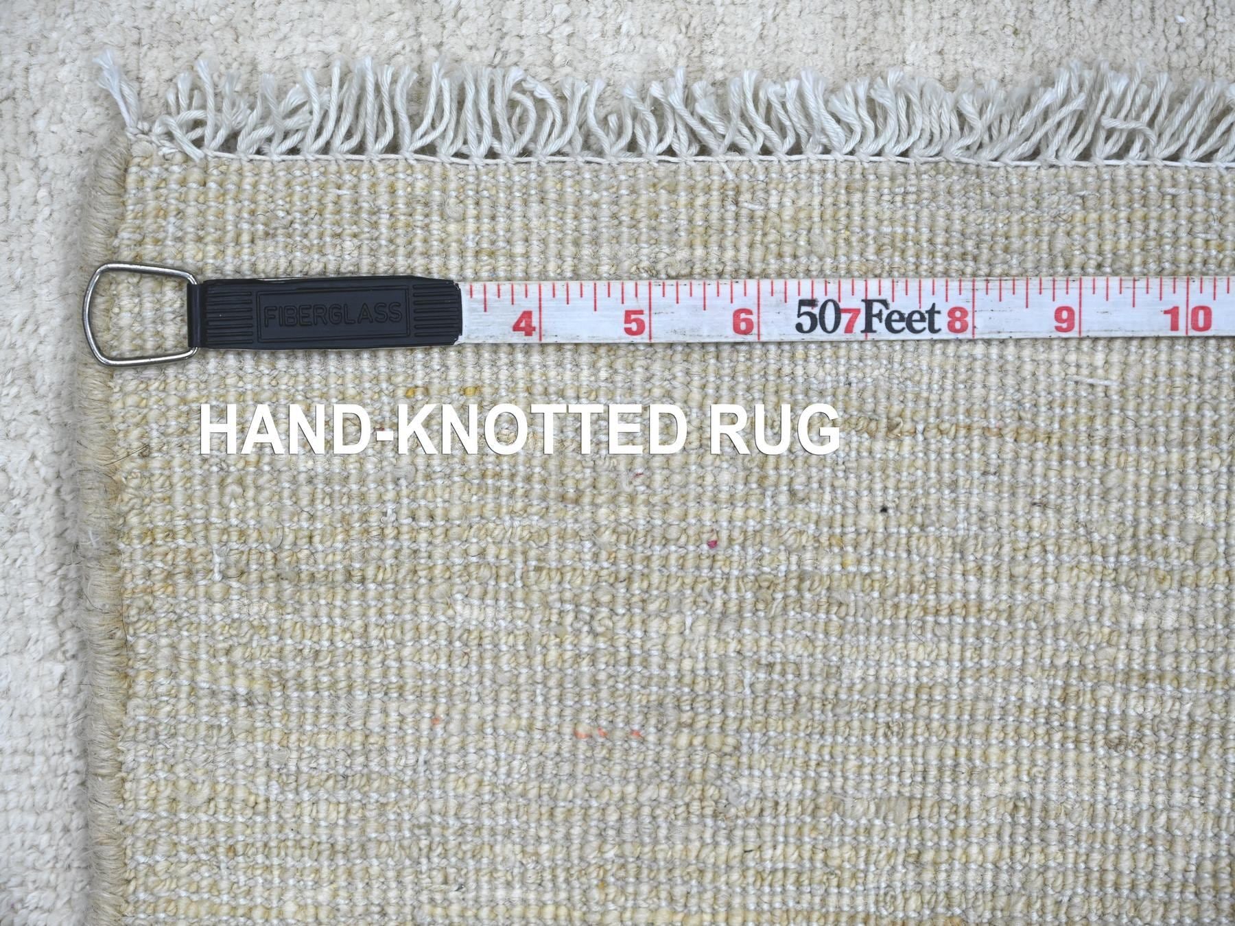 Modern / Contemporary hand-knotted wool runner in Ivory, 2'4" x 6' — SKU O021931 (view 6)