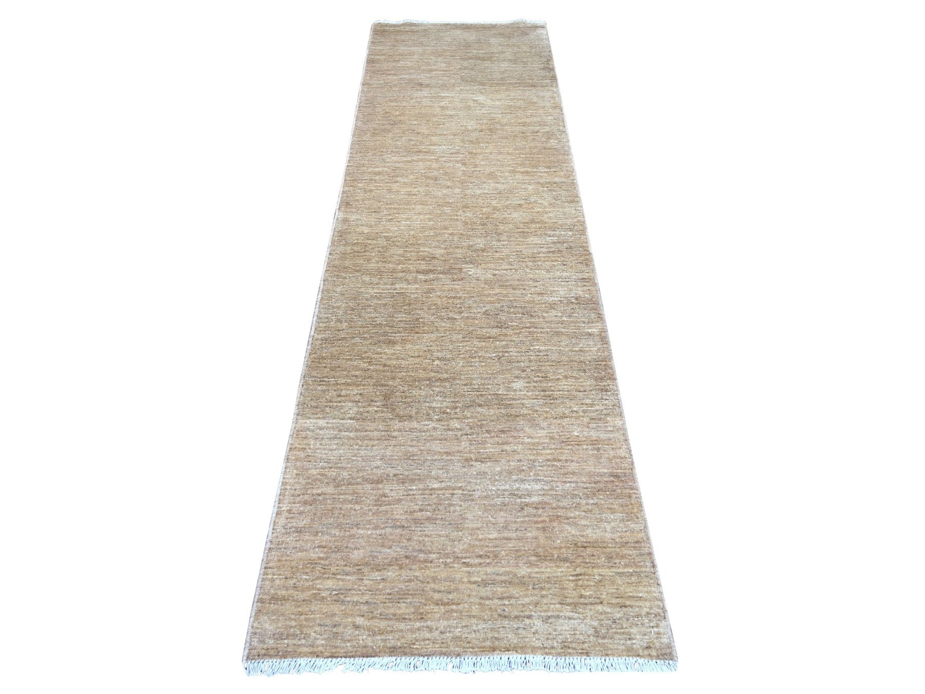 Brown 2'9" x 9'8" Modern and Contemporary Hand knotted Wool Rug - Sku: O021932