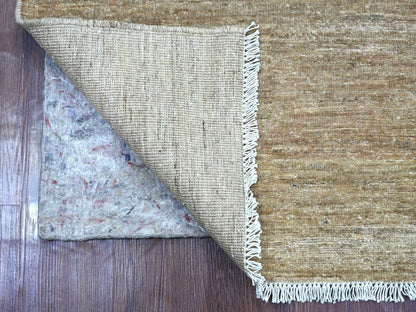 Brown 2'9" x 9'8" Modern and Contemporary Hand knotted Wool Rug - Sku: O021932
