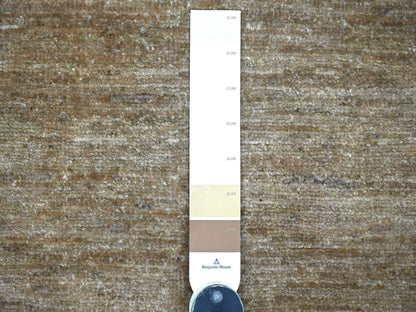 Brown 2'9" x 9'8" Modern and Contemporary Hand knotted Wool Rug - Sku: O021932