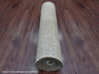 Modern / Contemporary hand-knotted wool runner in Brown, 2'9" x 9'8" — SKU O021932 (view 4)