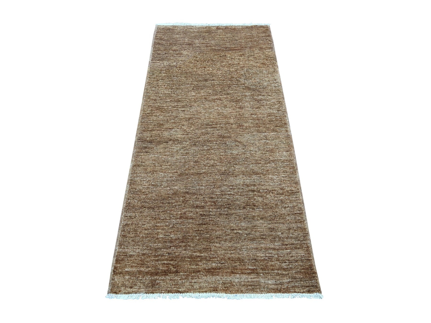 Modern / Contemporary hand-knotted wool runner in Brown, 2'8" x 5'7" — SKU O021934