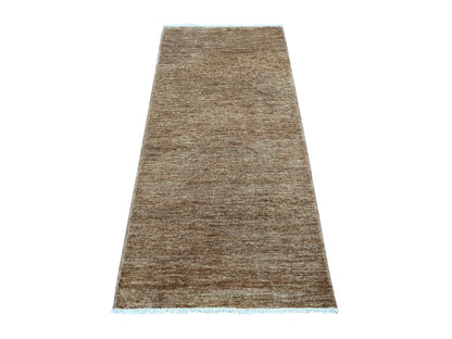 Modern / Contemporary hand-knotted wool runner in Brown, 2'8" x 5'7" — SKU O021934