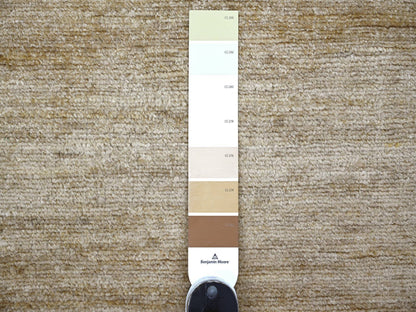 Beige 2'6" x 6'0" Modern and Contemporary Hand knotted Wool Rug - Sku: O021935