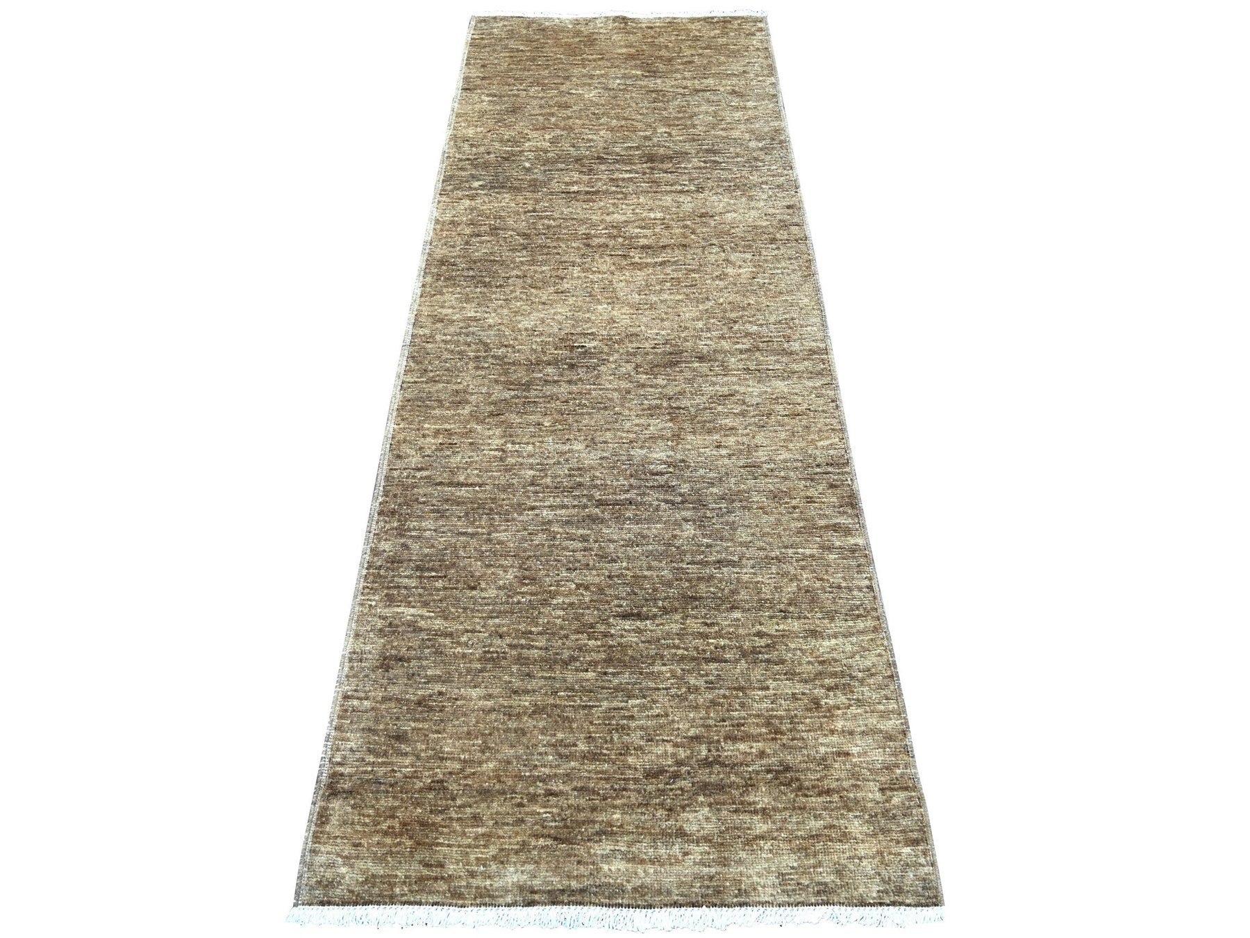 Brown 2'8" x 7'4" Modern and Contemporary Hand knotted Wool Rug - Sku: O021936