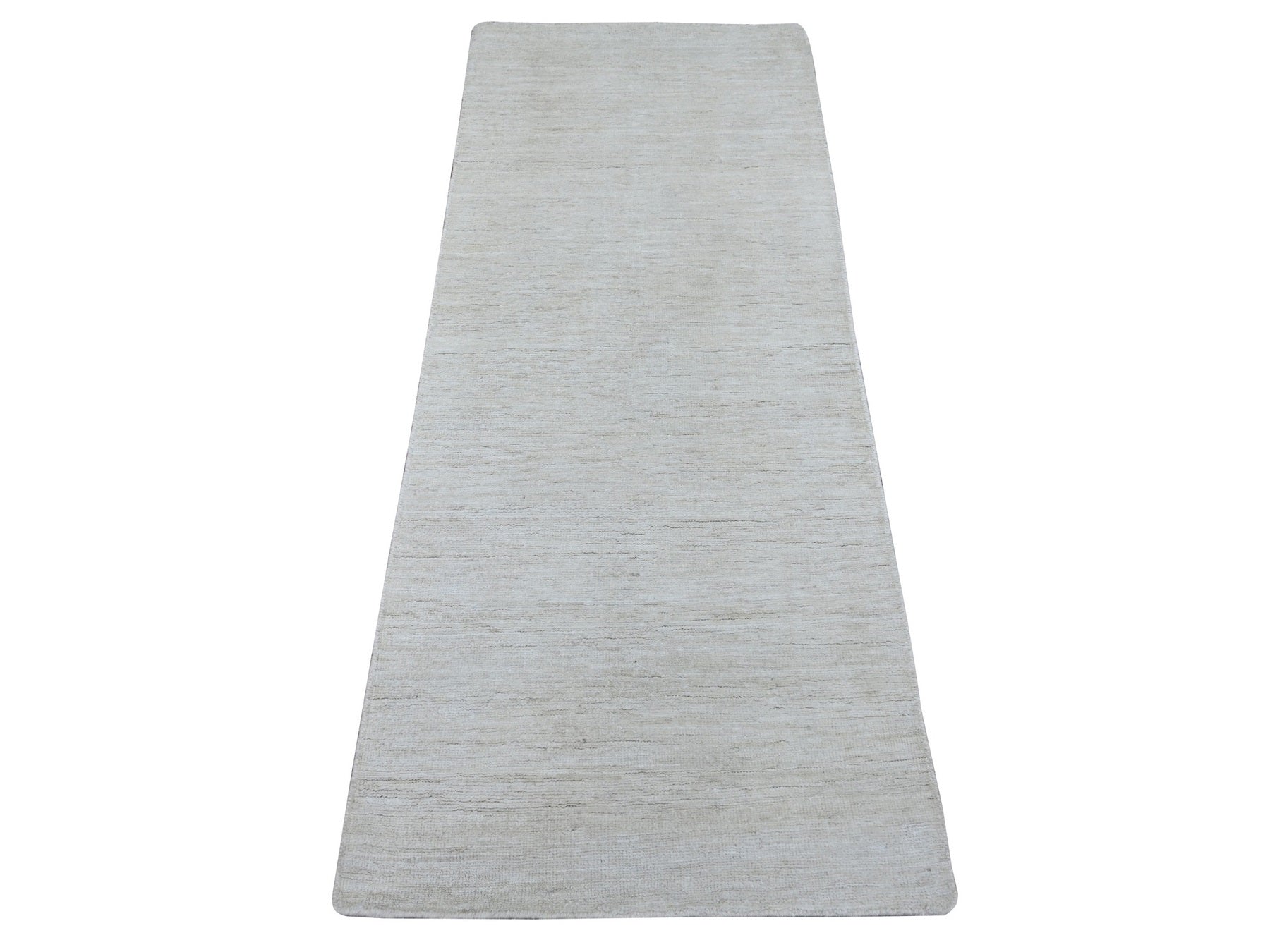 Modern / Contemporary hand-knotted wool runner in Ivory, 2'4" x 5'10" — SKU O021937