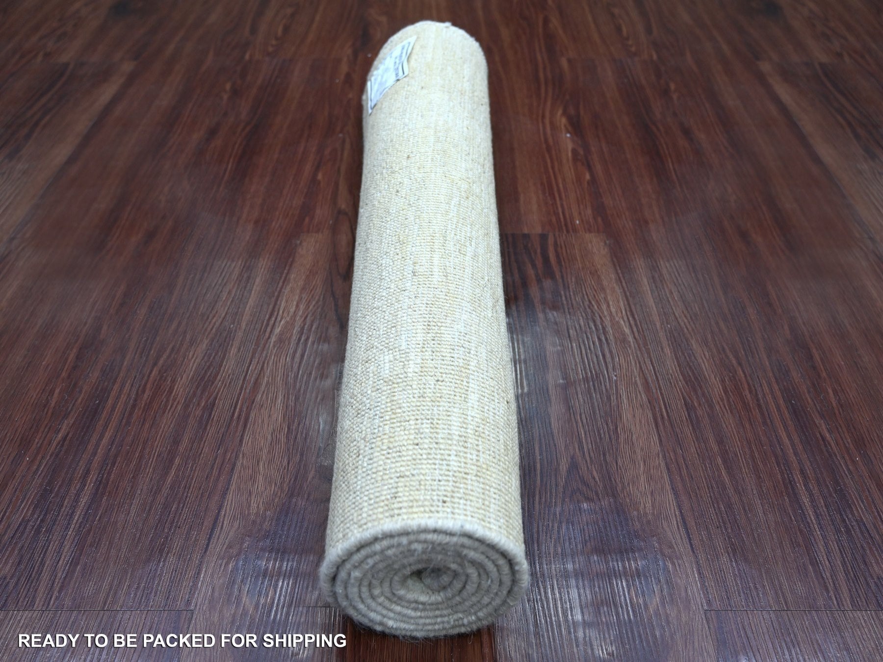 Modern / Contemporary hand-knotted wool runner in Ivory, 2'4" x 5'10" — SKU O021937 (view 4)