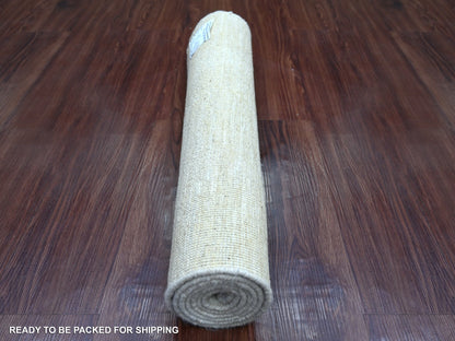 Modern / Contemporary hand-knotted wool runner in Ivory, 2'4" x 5'10" — SKU O021937 (view 4)