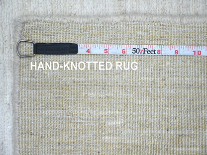 Modern / Contemporary hand-knotted wool runner in Ivory, 2'4" x 5'10" — SKU O021937 (view 6)