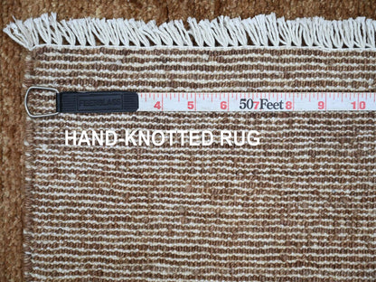 Brown 4'1" x 5'9" Modern and Contemporary Hand knotted Wool Rug - Sku: O021941