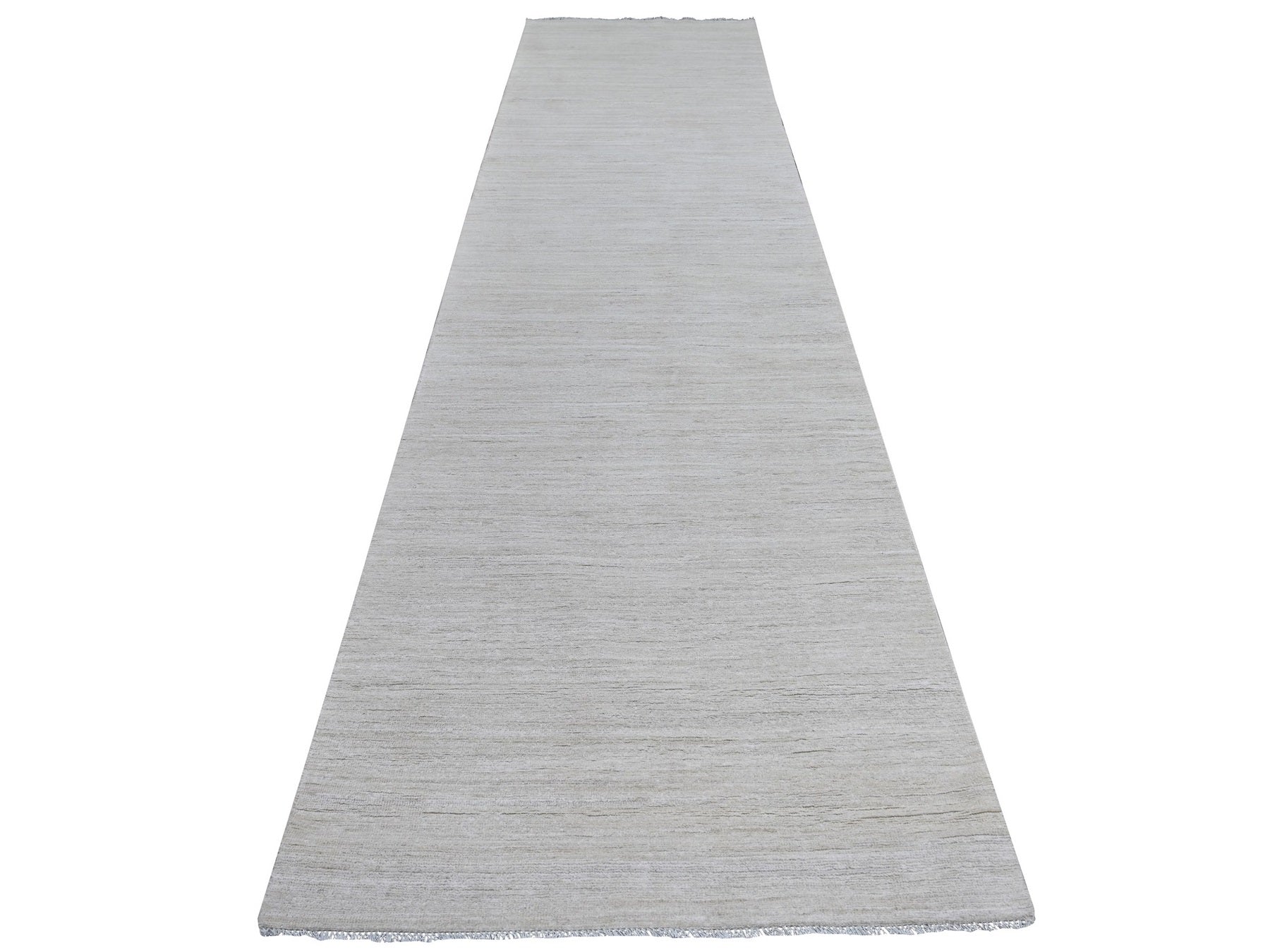Ivory 3'8" x 14'5" Modern and Contemporary Hand knotted Wool Rug - Sku: O021944