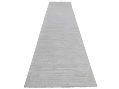 Ivory 3'8" x 14'5" Modern and Contemporary Hand knotted Wool Rug - Sku: O021944