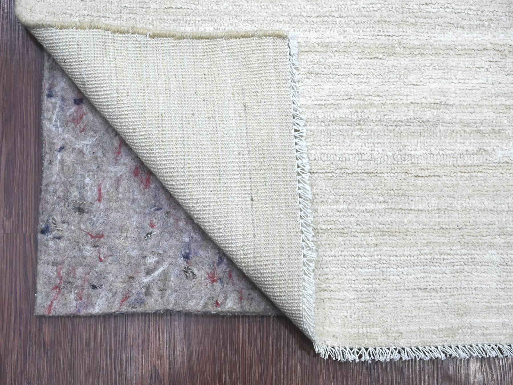 Ivory 3'8" x 14'5" Modern and Contemporary Hand knotted Wool Rug - Sku: O021944