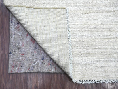Ivory 3'8" x 14'5" Modern and Contemporary Hand knotted Wool Rug - Sku: O021944