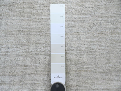Modern / Contemporary hand-knotted wool runner in Ivory, 3'8" x 14'5" — SKU O021944 (view 3)