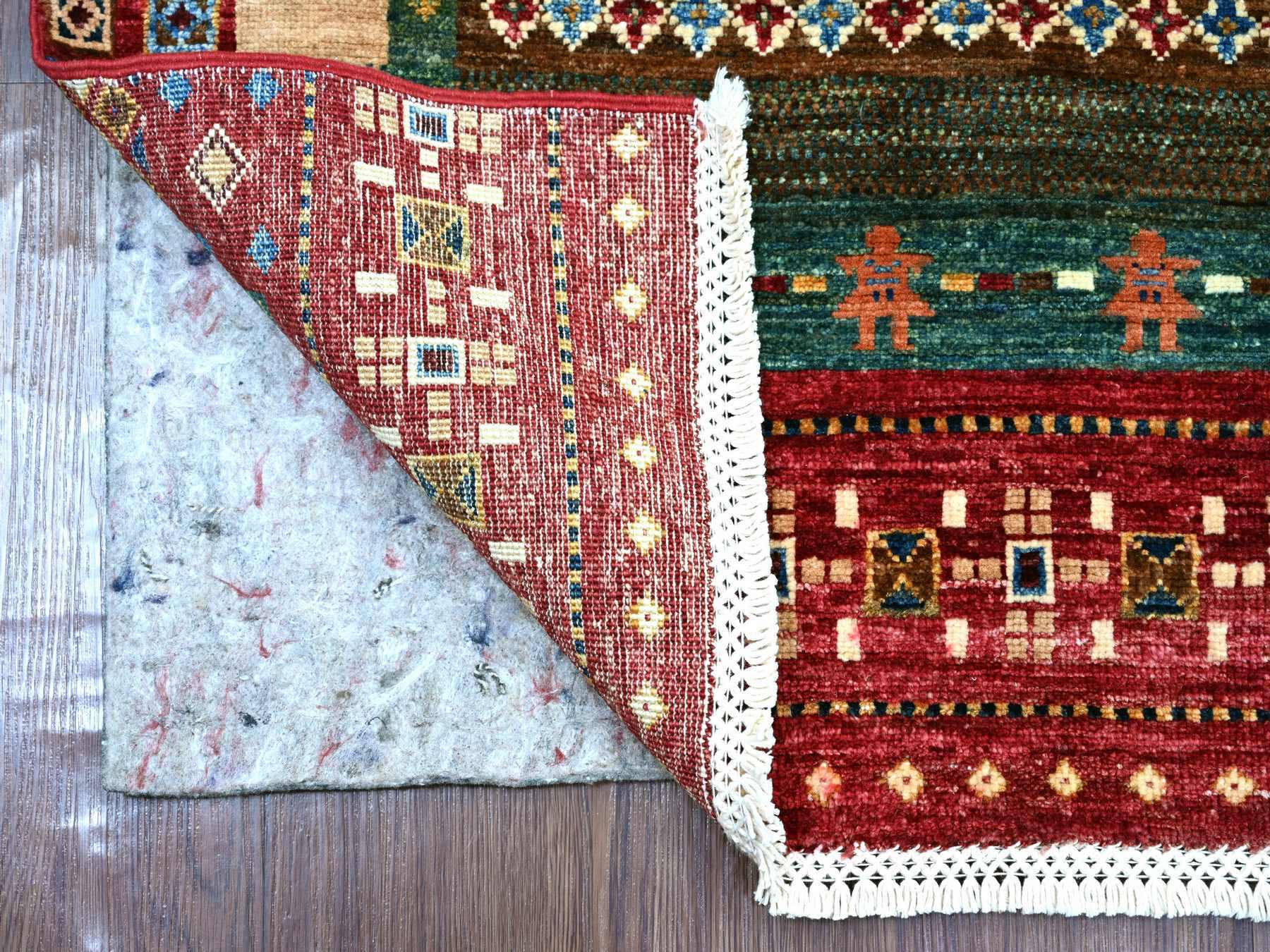 Multicolored 2'9" x 8'7" Tribal & Geometric Hand knotted Wool Rug - Sku: O021947