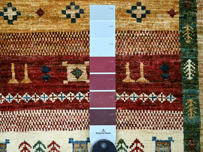 Gabbeh Tribal & Geometric hand-knotted wool runner in Multicolored, 2'9" x 8'7" — SKU O021947 (view 3)