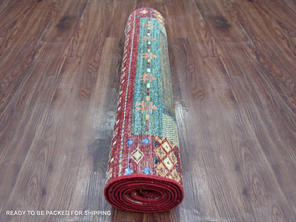 Gabbeh Tribal & Geometric hand-knotted wool runner in Multicolored, 2'9" x 8'7" — SKU O021947 (view 4)