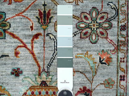 Grey 2'11" x 4'8" Tribal & Geometric Hand knotted Wool Rug - Sku: O021948