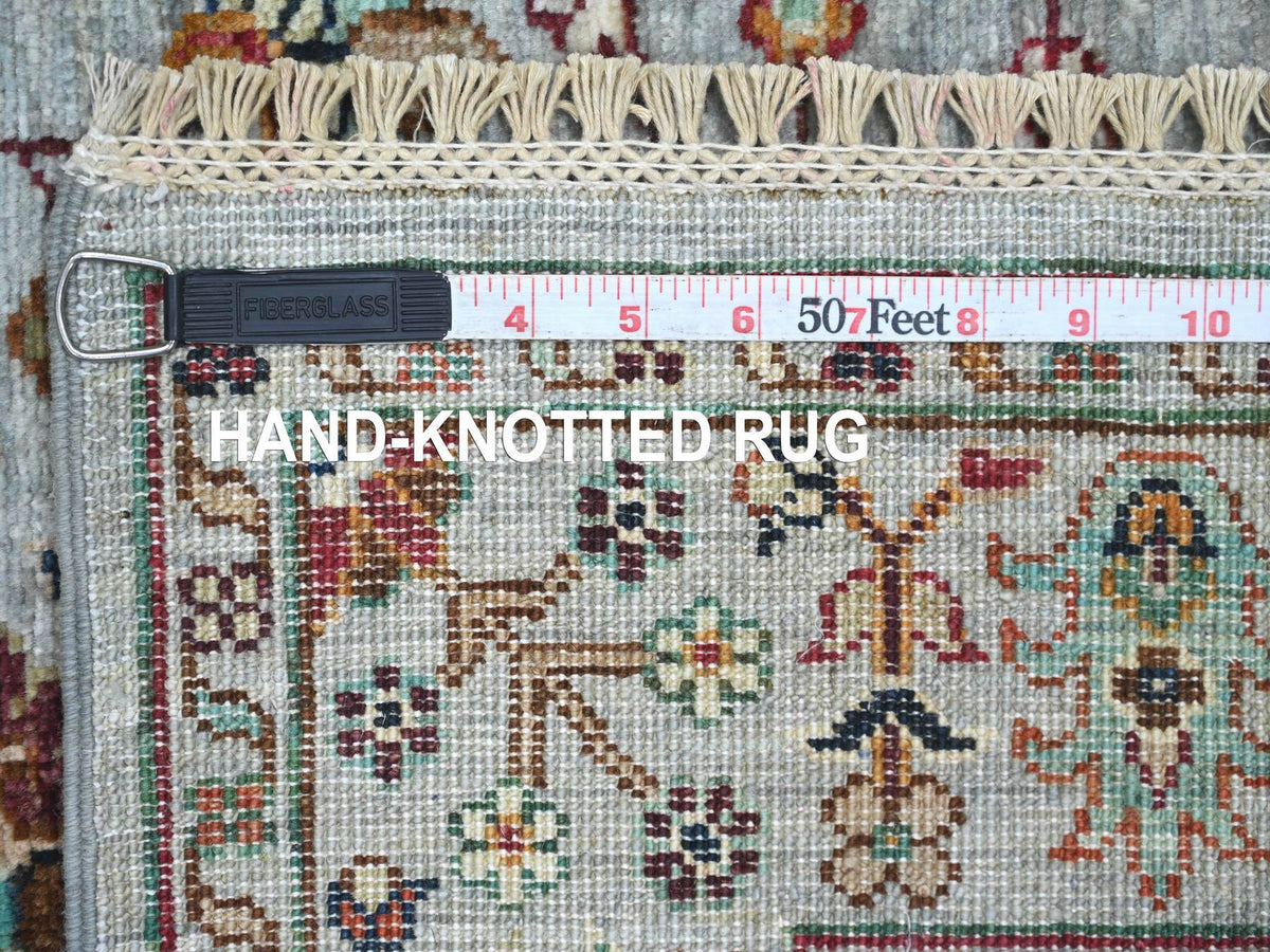 Tribal & Geometric hand-knotted wool rug in Gray, 2'11" x 4'8" — SKU O021948 (view 6)