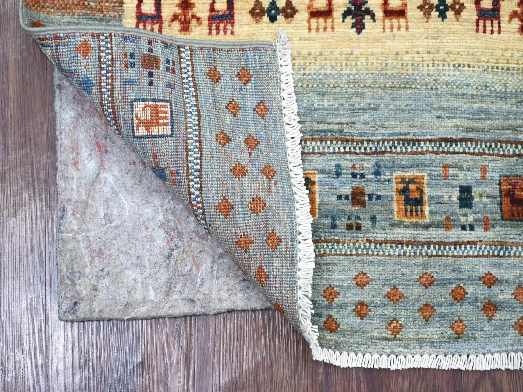 Blue 2'6" x 7'1" Tribal & Geometric Hand knotted Wool Rug - Sku: O021949