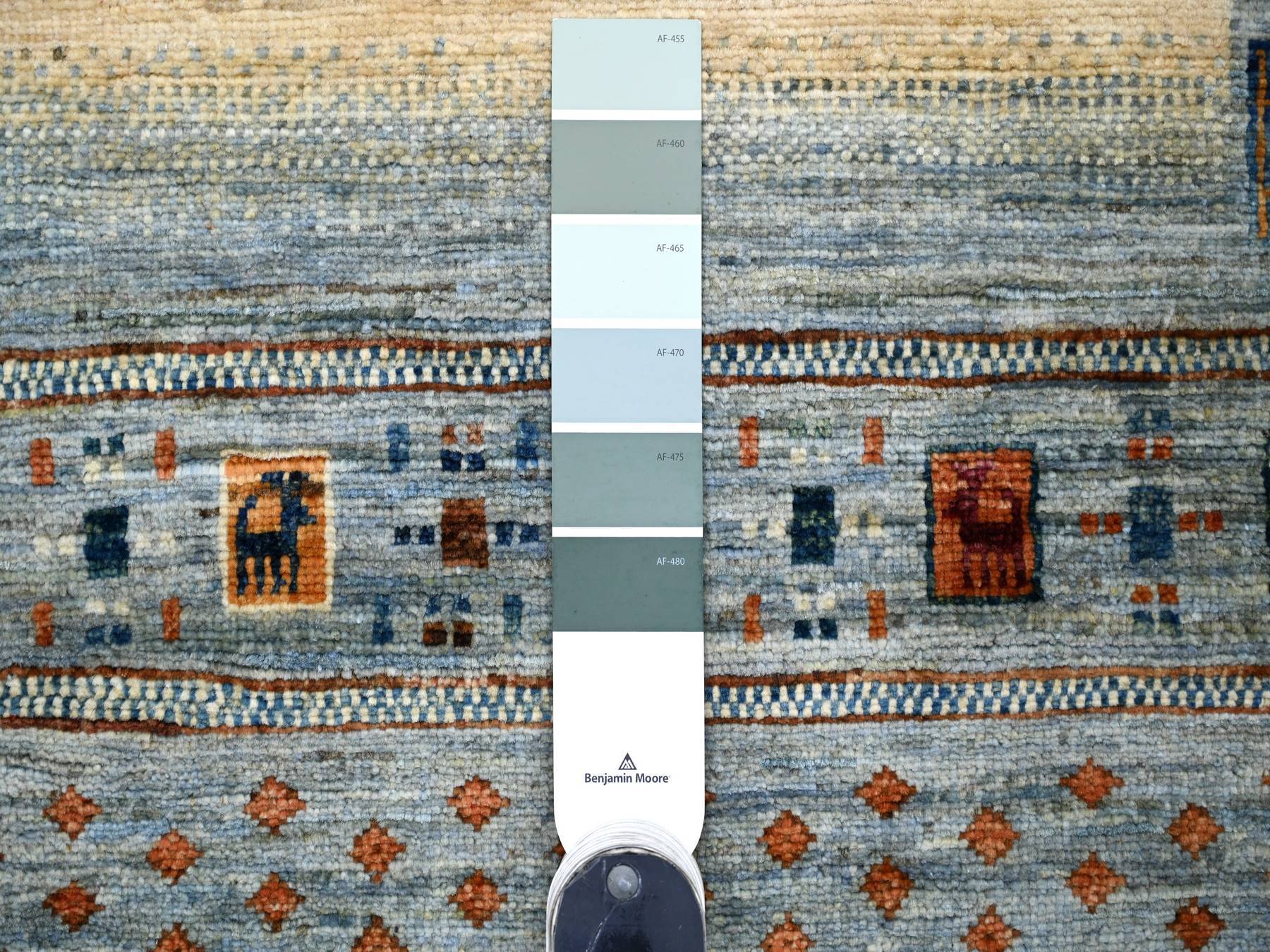 Gabbeh Tribal & Geometric hand-knotted wool runner in Blue, 2'6" x 7'1" — SKU O021949 (view 3)