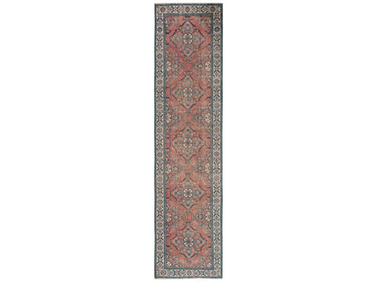 Tabriz Vintage hand-knotted wool runner in Pink & Ivory, 3' x 12'10" — SKU O02194
