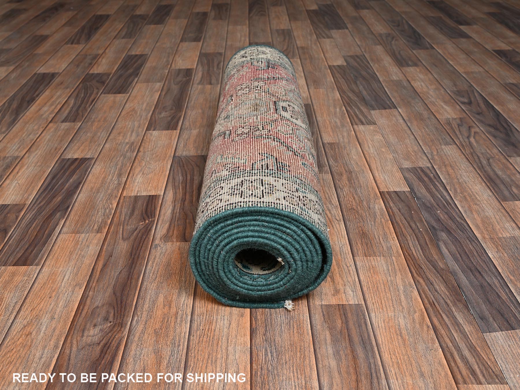 Tabriz Vintage hand-knotted wool runner in Pink & Ivory, 3' x 12'10" — SKU O02194 (view 5)