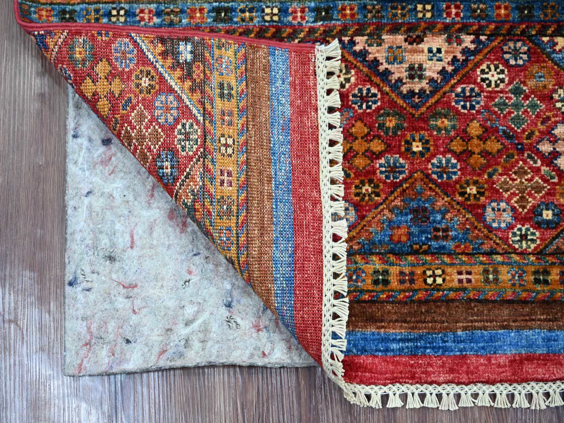 Kazak Tribal & Geometric hand-knotted wool rug in Red, 2'9" x 3'10" — SKU O021950 (view 2)