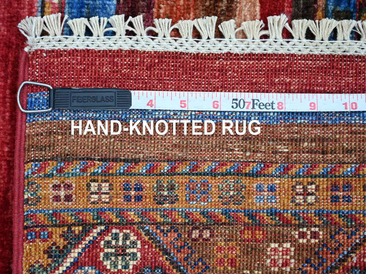 Kazak Tribal & Geometric hand-knotted wool rug in Red, 2'9" x 3'10" — SKU O021950 (view 6)