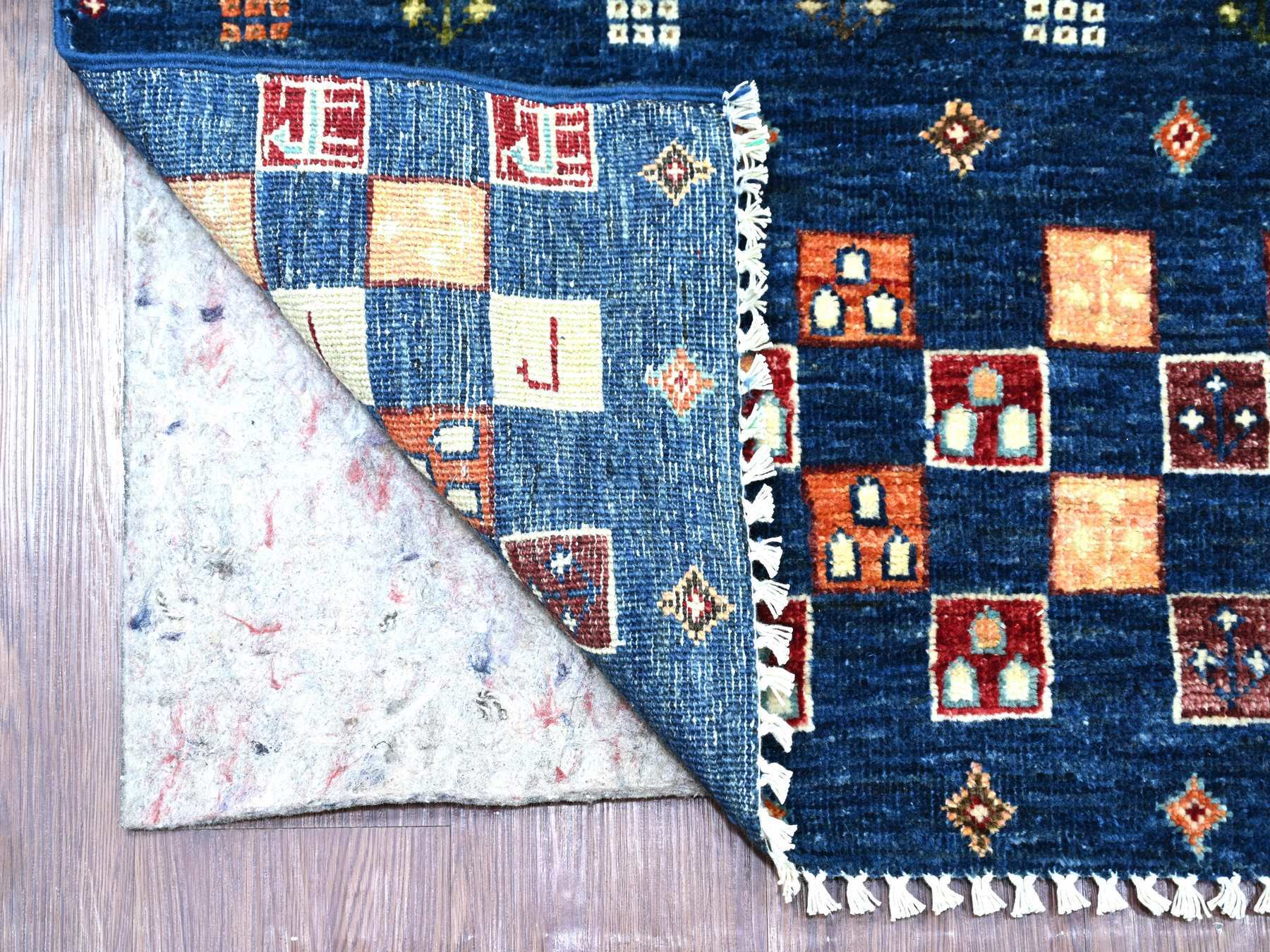 Blue 2'8" x 12'10" Tribal & Geometric Hand knotted Wool Rug - Sku: O021951