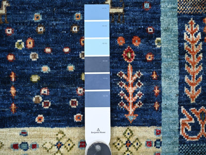 Blue 2'8" x 12'10" Tribal & Geometric Hand knotted Wool Rug - Sku: O021951