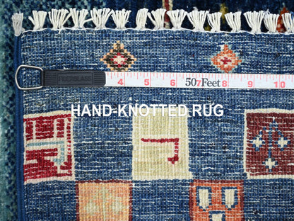 Blue 2'8" x 12'10" Tribal & Geometric Hand knotted Wool Rug - Sku: O021951