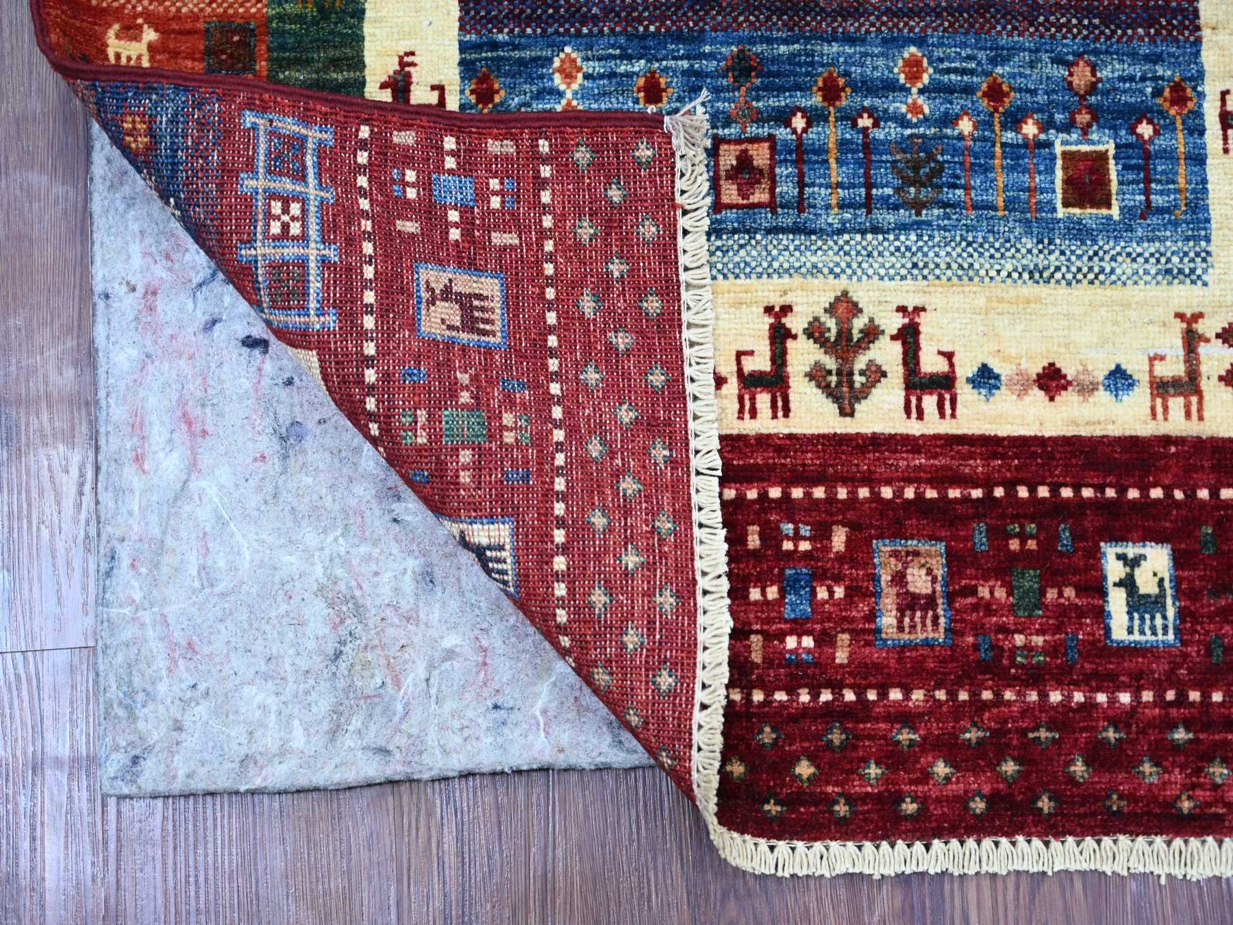 Gabbeh Tribal & Geometric hand-knotted wool runner in Red, 2'8" x 8'3" — SKU O021953 (view 2)