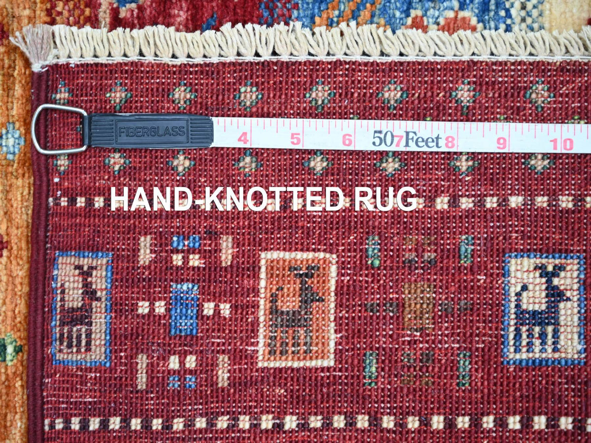 Gabbeh Tribal & Geometric hand-knotted wool runner in Red, 2'8" x 8'3" — SKU O021953 (view 6)