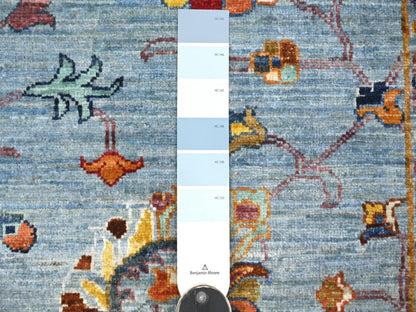 Blue 2'8" x 8'2" Tribal & Geometric Hand knotted Wool Rug - Sku: O021955