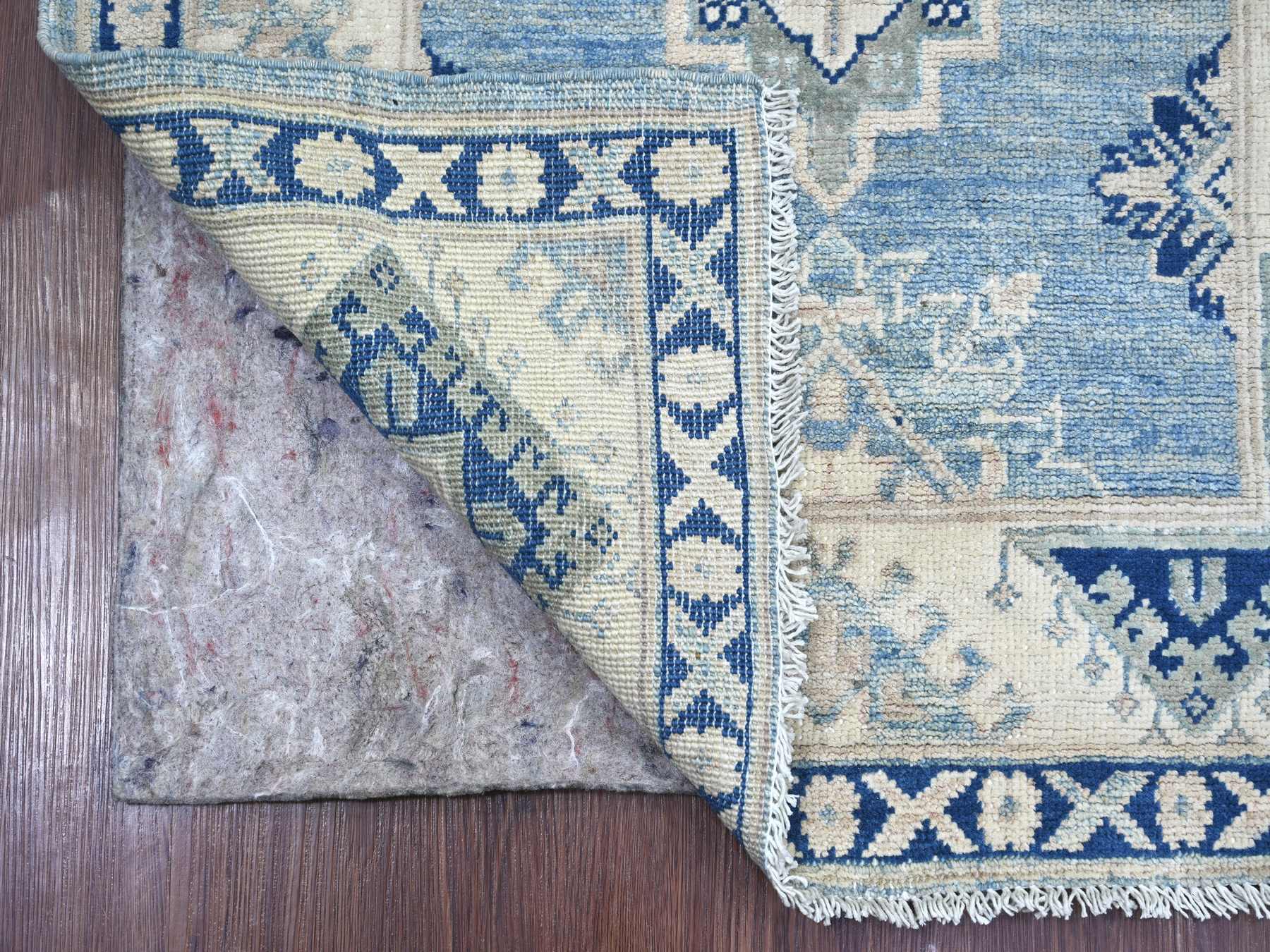 Kazak Kazak hand-knotted wool runner in Blue & Ivory, 2'7" x 7'8" — SKU O021958 (view 2)