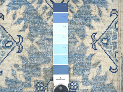 Blue 2'7" x 7'8" Kazak Hand knotted Wool Rug - Sku: O021958