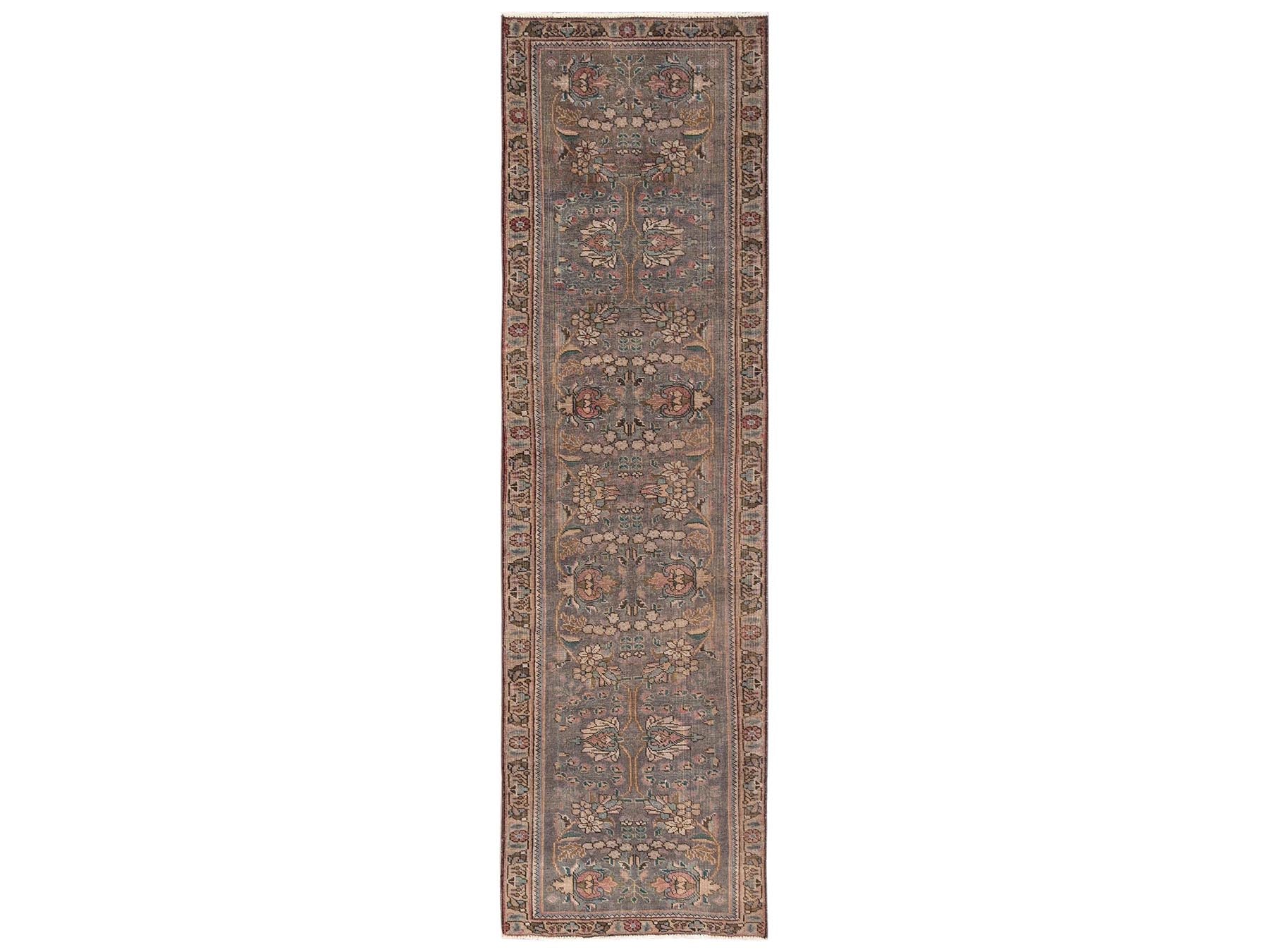 Brown 2'11" x 10'10" Vintage Hand knotted Wool Rug - Sku: O02195