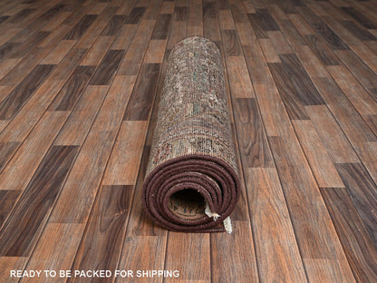 Brown 2'11" x 10'10" Vintage Hand knotted Wool Rug - Sku: O02195