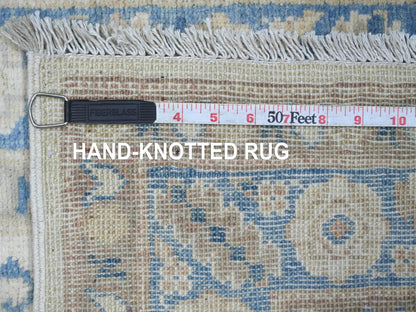 Kazak Kazak hand-knotted wool runner in Ivory & Blue, 2'6" x 7'6" — SKU O021961 (view 6)