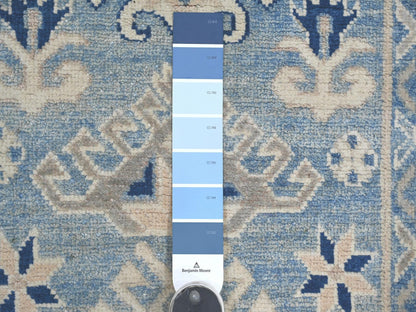 Blue 2'9" x 9'7" Kazak Hand knotted Wool Rug - Sku: O021962