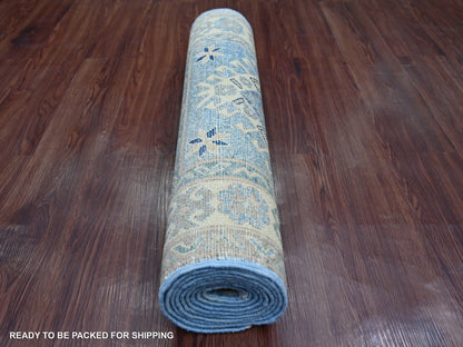 Blue 2'9" x 9'7" Kazak Hand knotted Wool Rug - Sku: O021962