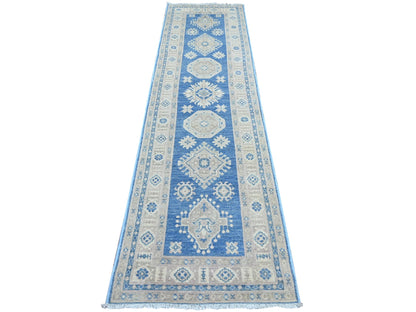Blue 2'7" x 9'7" Kazak Hand knotted Wool Rug - Sku: O021964