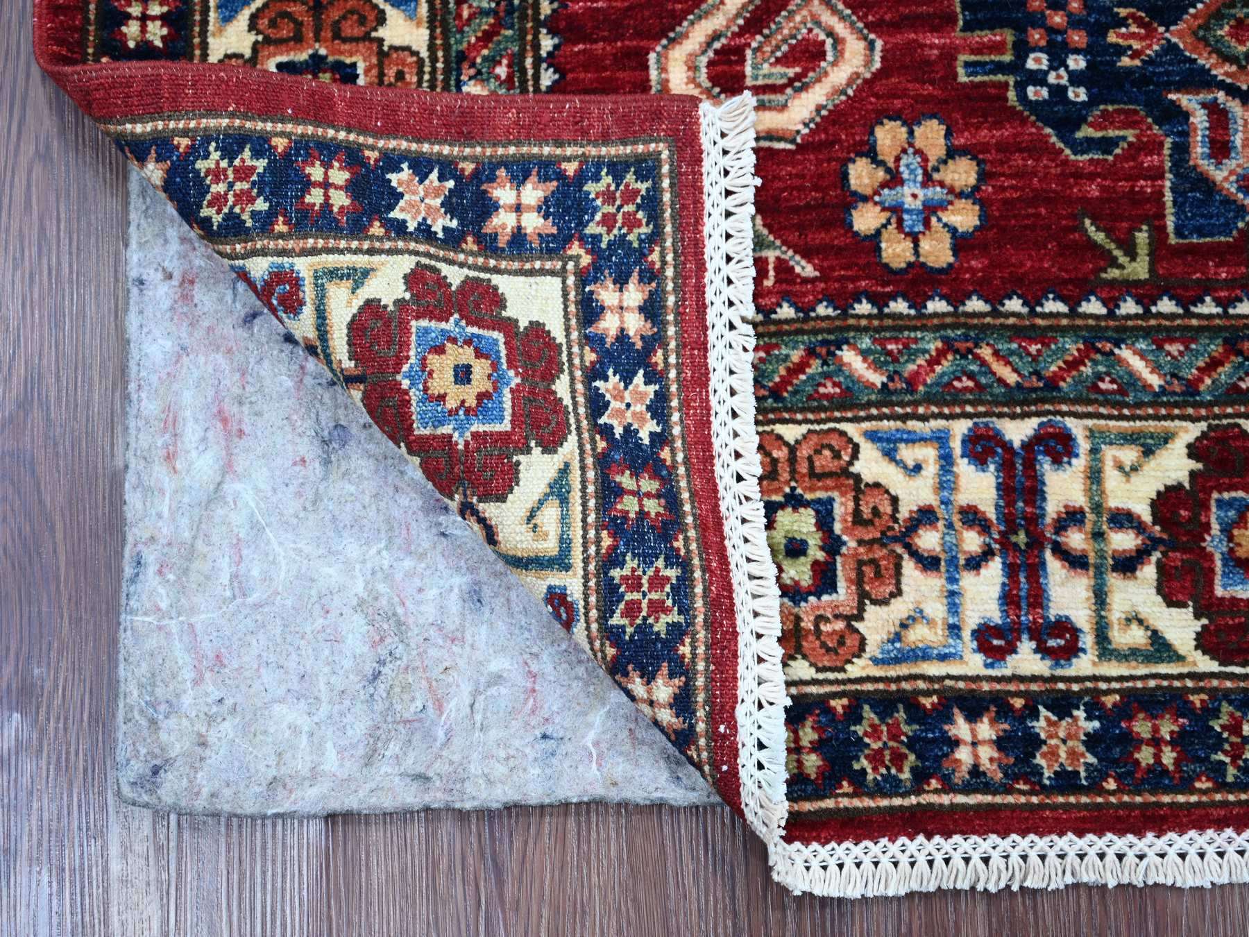 Kazak Tribal & Geometric hand-knotted wool rug in Red & Ivory, 3'11" x 6'2" — SKU O021966 (view 2)