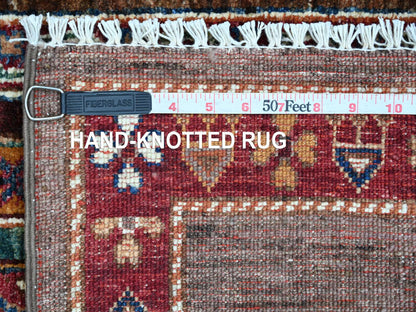 Brown 4'4" x 6'0" Tribal & Geometric Hand knotted Wool Rug - Sku: O021967