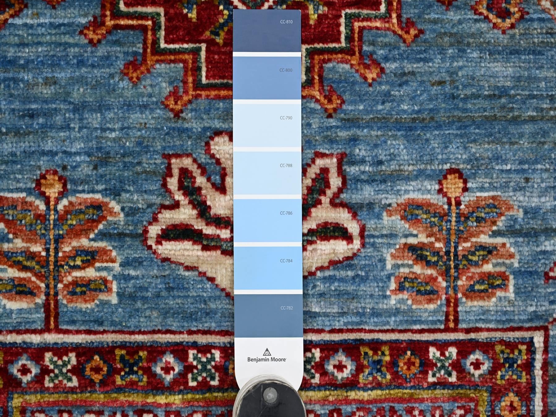 Kazak Tribal & Geometric hand-knotted wool rug in Blue, 4'1" x 6' — SKU O021968 (view 3)