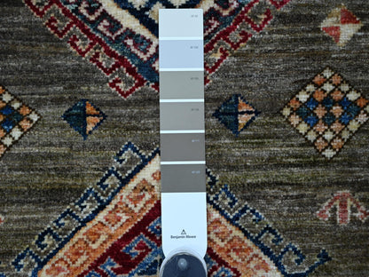 Kazak Tribal & Geometric hand-knotted wool rug in Gray & Blue, 4' x 5'5" — SKU O021969 (view 3)