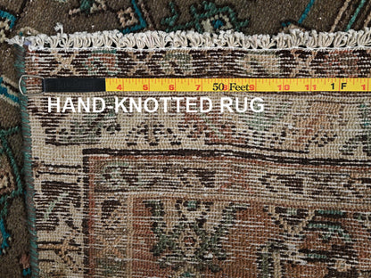 Brown 2'10" x 9'11" Vintage Hand knotted Wool Rug - Sku: O02196