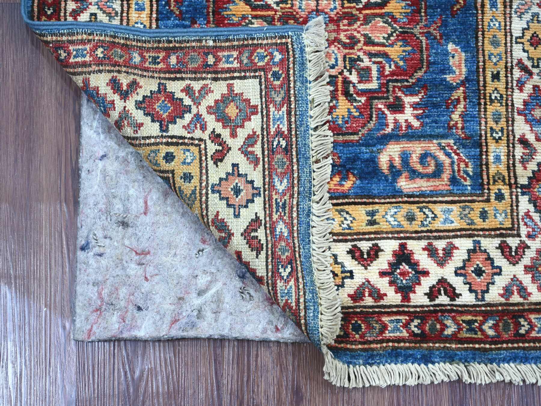 Blue 2'1" x 6'0" Tribal & Geometric Hand knotted Wool Rug - Sku: O021970